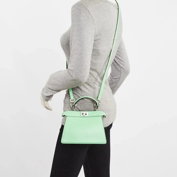 Fendi Green Lambskin Leather Petite Peekaboo Iseeu Satchel Bag 8BN335 - Picture 2 of 12